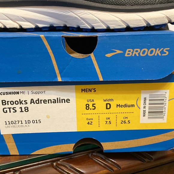 Brooks Adrenaline GTS 18- Grey/Blue/Black - Picture 2 of 9